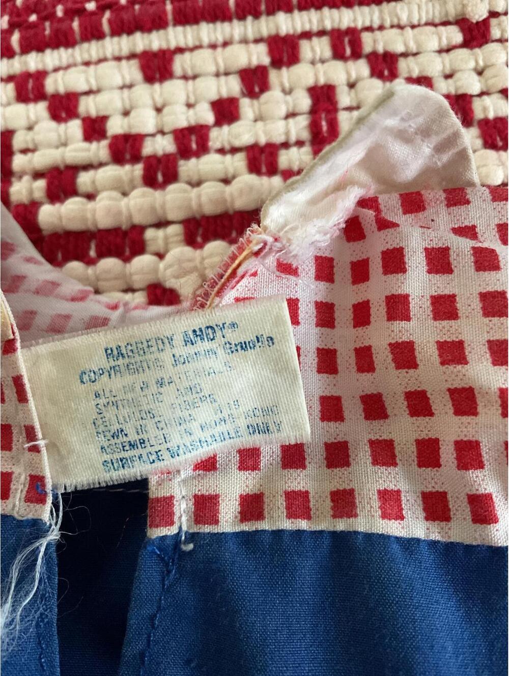 Vintage  Hasbro Softies Raggedy Andy Doll with Red Yarn Hair 1980's - Picture 8 of 9